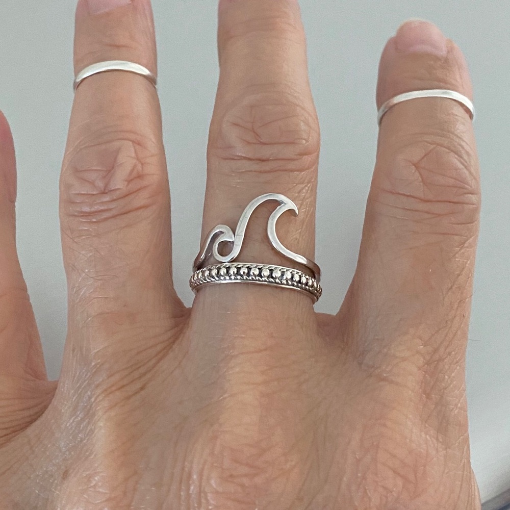 Sterling Silver Double Waves Ring - image 7